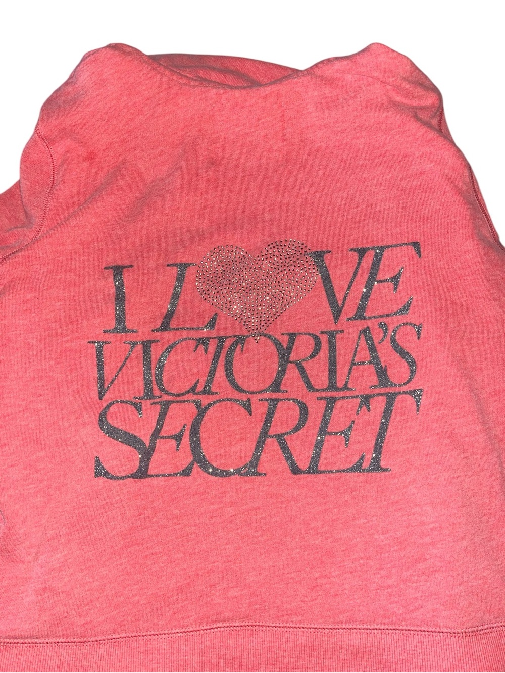 Victoria's Secret Coral Pink Zip-Up Hoodie with crystal studding